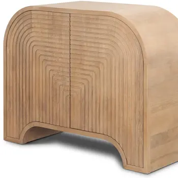 32" Natural Solid Wood Textured Door Accent Cabinet With Two Doors