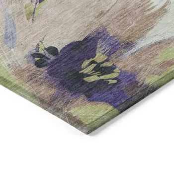 8' X 10' Purple And Lavender Floral Washable Indoor Outdoor Area Rug