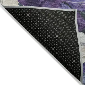 10' X 14' Purple And Lavender Floral Washable Indoor Outdoor Area Rug