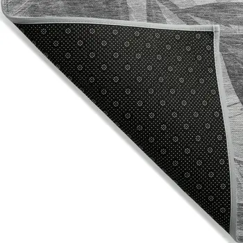 9' X 12' Gray And Silver Floral Washable Indoor Outdoor Area Rug