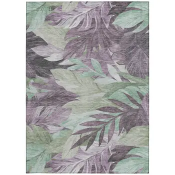 5' X 8' Lavender And Lilac Floral Washable Indoor Outdoor Area Rug