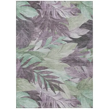 5' X 8' Lavender And Lilac Floral Washable Indoor Outdoor Area Rug