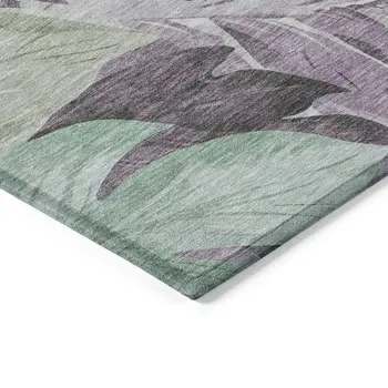 5' X 8' Lavender And Lilac Floral Washable Indoor Outdoor Area Rug