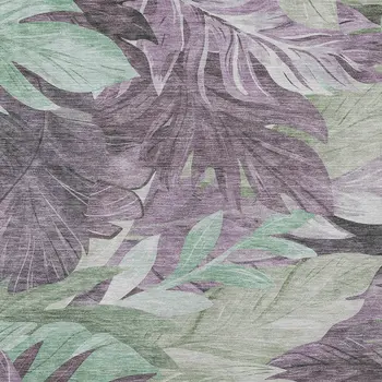 5' X 8' Lavender And Lilac Floral Washable Indoor Outdoor Area Rug