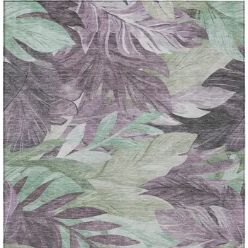 8' X 10' Lavender And Lilac Floral Washable Indoor Outdoor Area Rug