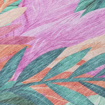 10' X 14' Teal Blue And Aqua Floral Washable Indoor Outdoor Area Rug
