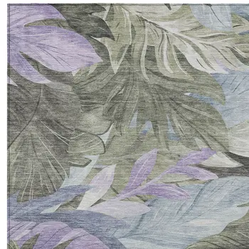 3' X 5' Taupe And Beige Floral Washable Indoor Outdoor Area Rug