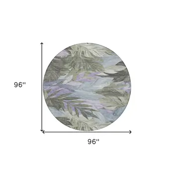 8' Taupe And Beige Round Floral Washable Indoor Outdoor Area Rug