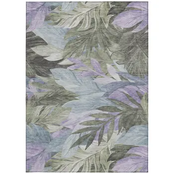 8' X 10' Taupe And Beige Floral Washable Indoor Outdoor Area Rug