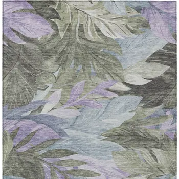 8' X 10' Taupe And Beige Floral Washable Indoor Outdoor Area Rug