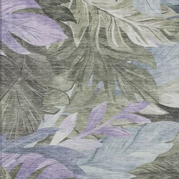 9' X 12' Taupe And Beige Floral Washable Indoor Outdoor Area Rug