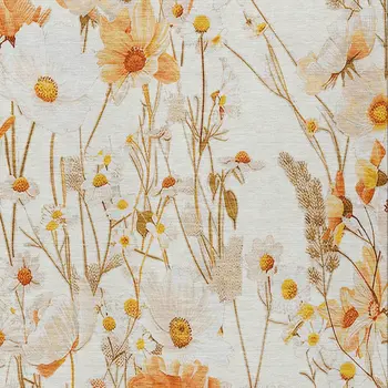 9' X 12' Ivory And Beige Floral Washable Indoor Outdoor Area Rug