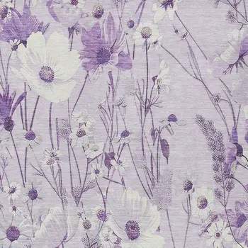 3' X 5' Lavender And Lilac Floral Washable Indoor Outdoor Area Rug