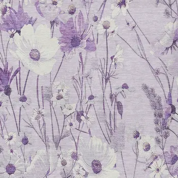 5' X 8' Lavender And Lilac Floral Washable Indoor Outdoor Area Rug