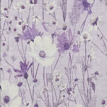 8' X 10' Lavender And Lilac Floral Washable Indoor Outdoor Area Rug