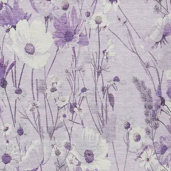 9' X 12' Lavender And Lilac Floral Washable Indoor Outdoor Area Rug