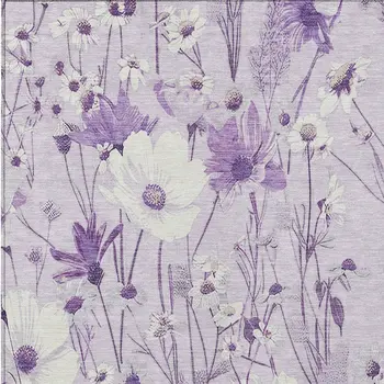 10' X 14' Lavender And Lilac Floral Washable Indoor Outdoor Area Rug