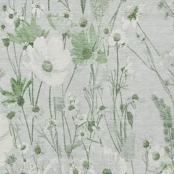 3' X 5' Mint Green And Ivory Floral Washable Indoor Outdoor Area Rug