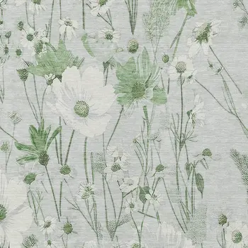 5' X 8' Mint Green And Ivory Floral Washable Indoor Outdoor Area Rug