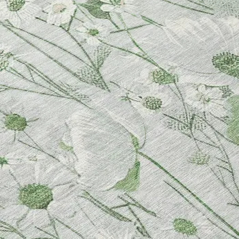 8' Mint Green And Ivory Round Floral Washable Indoor Outdoor Area Rug