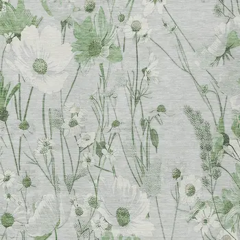8' X 10' Mint Green And Ivory Floral Washable Indoor Outdoor Area Rug