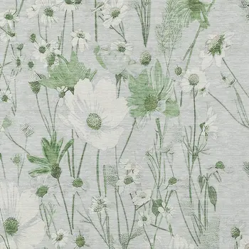 10' X 14' Mint Green And Ivory Floral Washable Indoor Outdoor Area Rug