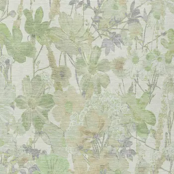 8' X 10' Artichoke Green Lavender And Beige Floral Washable Indoor Outdoor Area Rug