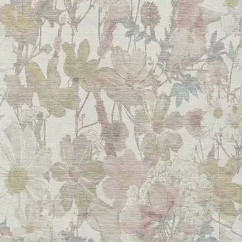 3' X 5' Ivory Beige And Linen Floral Washable Indoor Outdoor Area Rug