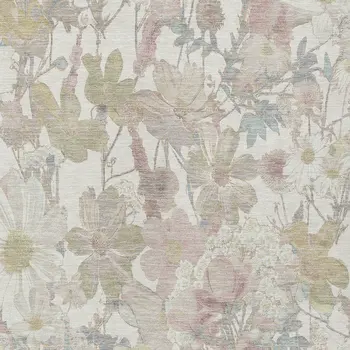 9' X 12' Ivory Beige And Linen Floral Washable Indoor Outdoor Area Rug