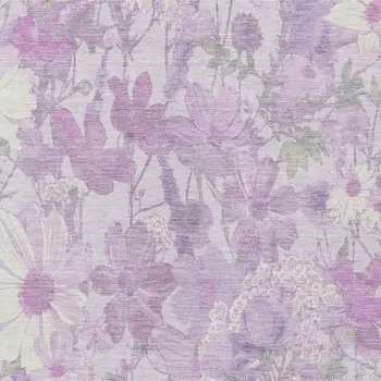 3' X 5' Lavender Purple And Lilac Floral Washable Indoor Outdoor Area Rug