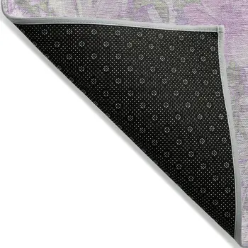 5' X 8' Lavender Purple And Lilac Floral Washable Indoor Outdoor Area Rug