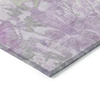 5' X 8' Lavender Purple And Lilac Floral Washable Indoor Outdoor Area Rug
