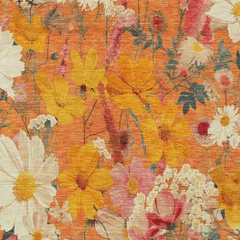 9' X 12' Orange Peach And Salmon Floral Washable Indoor Outdoor Area Rug