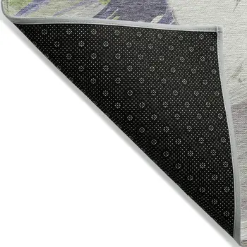 8' X 10' Artichoke Green Fern Green And Lilac Abstract Washable Indoor Outdoor Area Rug