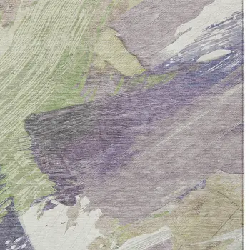 8' X 10' Artichoke Green Fern Green And Lilac Abstract Washable Indoor Outdoor Area Rug