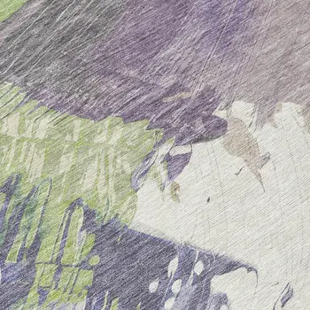 8' X 10' Artichoke Green Fern Green And Lilac Abstract Washable Indoor Outdoor Area Rug