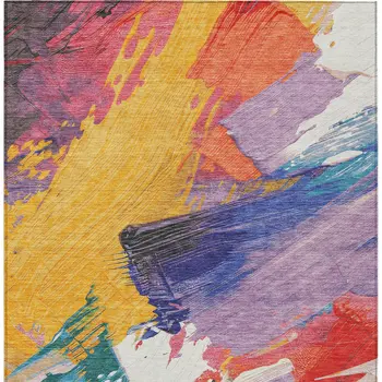10' X 14' Gold Purple And Teal Blue Abstract Washable Indoor Outdoor Area Rug