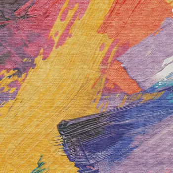 10' X 14' Gold Purple And Teal Blue Abstract Washable Indoor Outdoor Area Rug