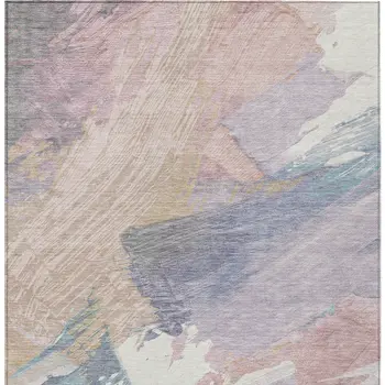 3' X 5' Pink Mauve And Lavender Abstract Washable Indoor Outdoor Area Rug