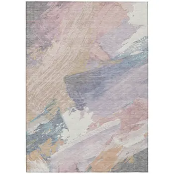 3' X 5' Pink Mauve And Lavender Abstract Washable Indoor Outdoor Area Rug