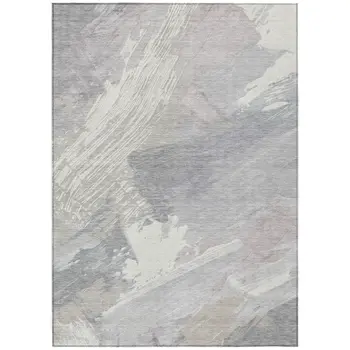 10' X 14' Ivory And Gray Abstract Washable Indoor Outdoor Area Rug