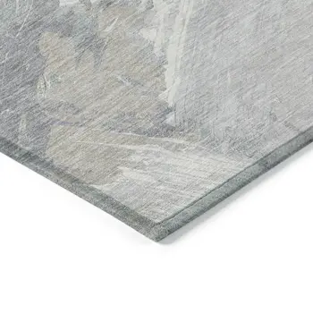 10' X 14' Ivory And Gray Abstract Washable Indoor Outdoor Area Rug