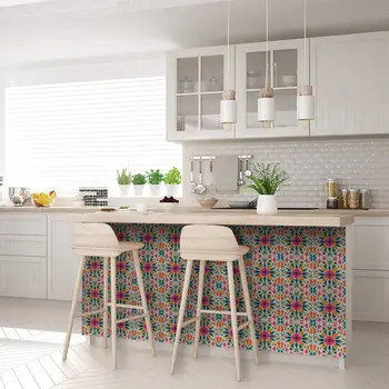 6" x 6" Pink Vinyl Arabesque Peel And Stick Removable Tiles