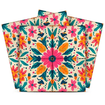 12" x 12" Pink Vinyl Arabesque Peel And Stick Removable Tiles