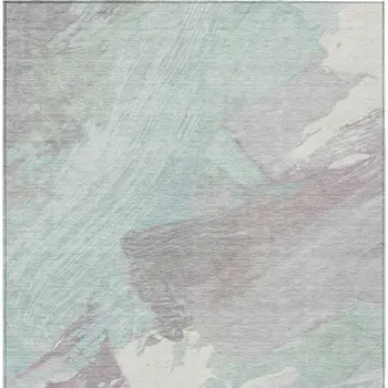 3' X 5' Blue Teal Blue And Gray Abstract Washable Indoor Outdoor Area Rug