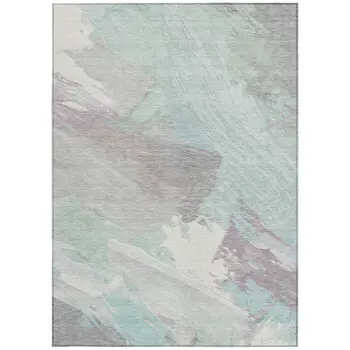 10' X 14' Blue Teal Blue And Gray Abstract Washable Indoor Outdoor Area Rug
