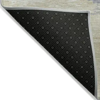 8' X 10' Artichoke Green And Taupe Abstract Washable Indoor Outdoor Area Rug