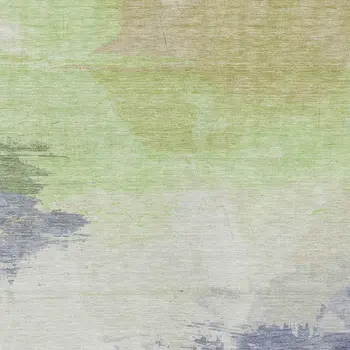 8' X 10' Artichoke Green And Taupe Abstract Washable Indoor Outdoor Area Rug