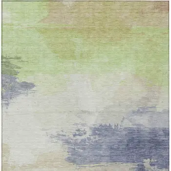 10' X 14' Artichoke Green And Taupe Abstract Washable Indoor Outdoor Area Rug