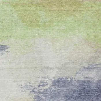10' X 14' Artichoke Green And Taupe Abstract Washable Indoor Outdoor Area Rug